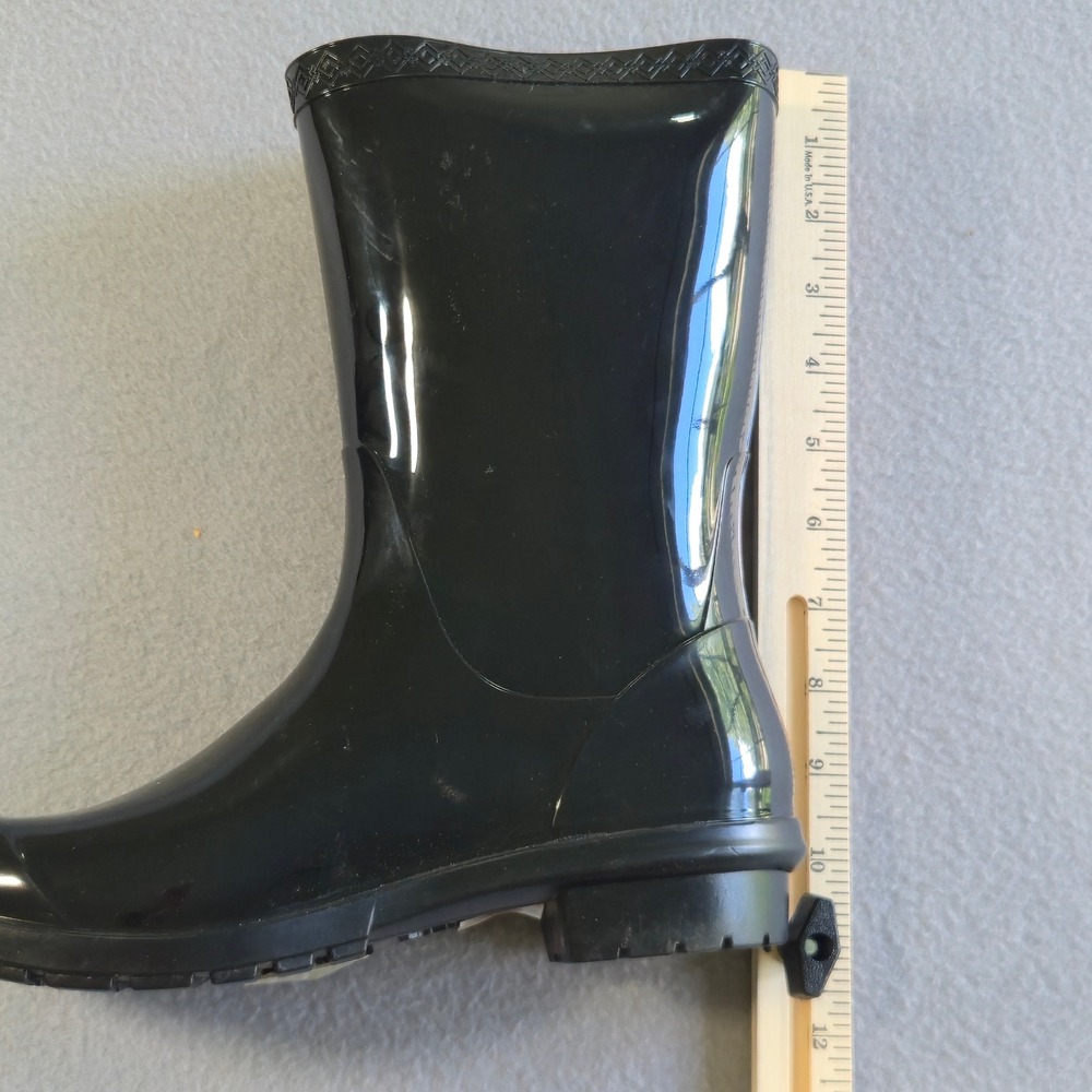 UGG Shaye Rain Boot Women 7 Black Glossy Waterproof Sheepskin Insole 1014452 - Picture 8 of 8